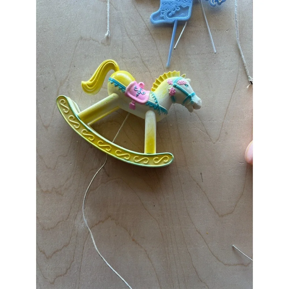 Vtg Baby Shower Pick LOT of 15 Crafts Hard Plastic Babies Booties It's A Girl